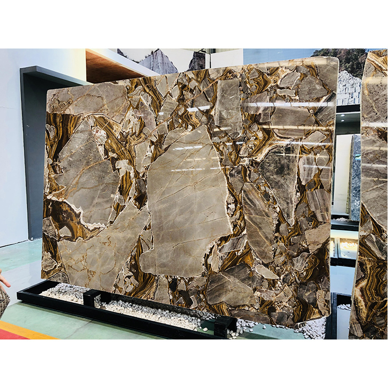 Customized Modern Luxury Home Decor Golden Gray Onyx Marble Big Slab Impression blue marble big slabs