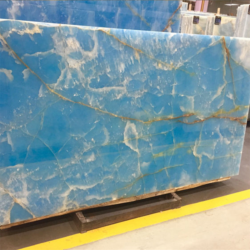 Faith Stone Customized Max Stone Good Price Natural Polished Blue Onyx Marble for Wall Background