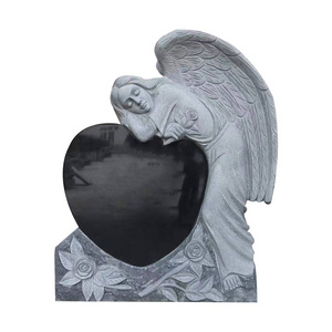 OEM Wholesales Different Models Of Black Granite Angel Headstone Heart Angel Wings Headstone