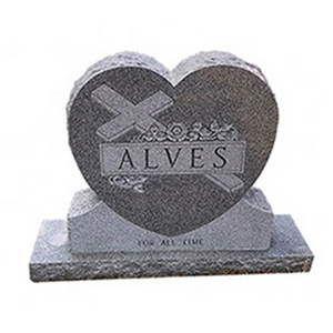 black Granite Memorial Gravestone Heart-shaped Style Carving Memorial Headstone American Style Tombstone