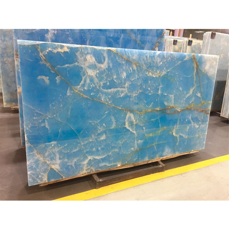 Faith Stone Customized Max Stone Good Price Natural Polished Blue Onyx Marble for Wall Background