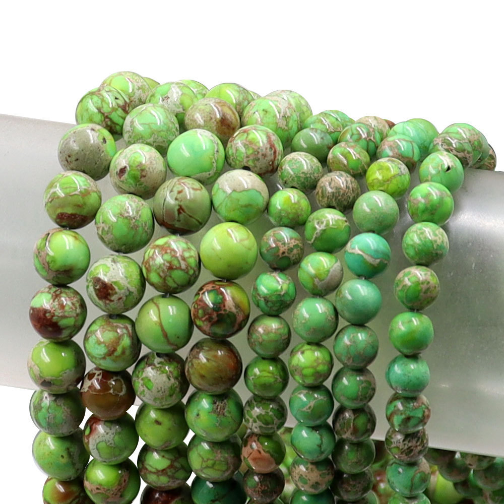 8mm green emperor natural bulk stone beads for bracelets