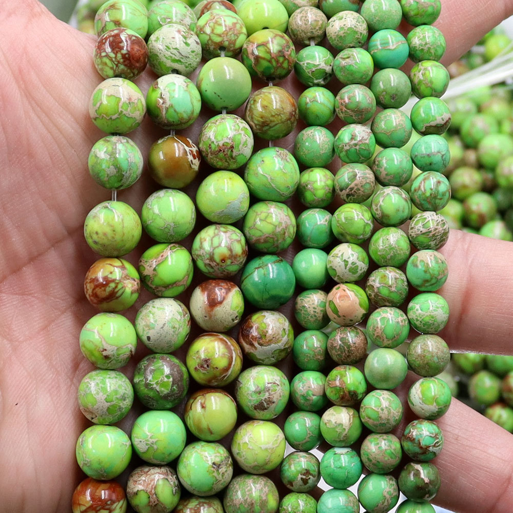 8mm green emperor natural bulk stone beads for bracelets