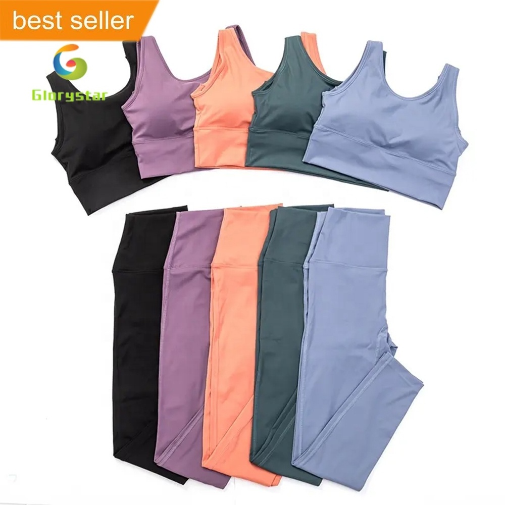 Wholesale Lulu Yoga Clothes Women Tight Solid Color Spandex Super Elastic Fashion Sexy Gym Running Sports Yoga Set