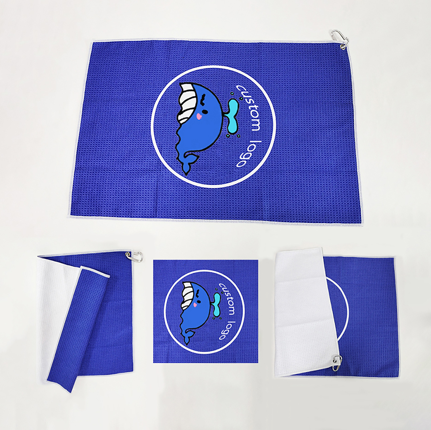 Custom Sublimation Golf Sport Gym Towels High Quality Waffle Microfiber Towel With Hook Grommet Buckle With Bag