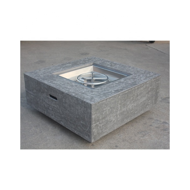 Outdoor Garden Gas Propane Fire Pit Table Rectangle Fire Pit Tables Industrial GRC Grey Villa 5 Sets External Metal Switch