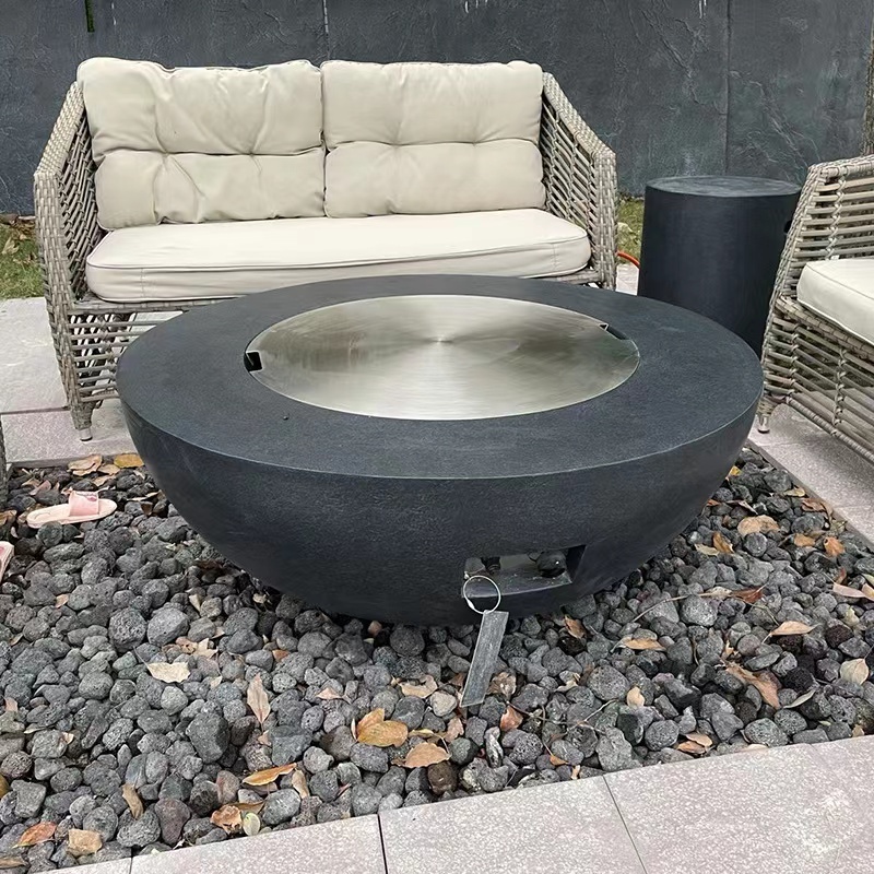 good round table gas fire pit modern furniture backyard grey fire pit propane fire table concrete