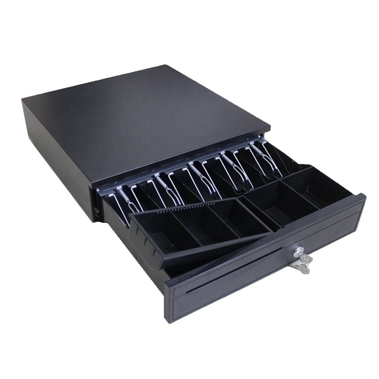 Hot Selling Economical RJ11 405mm Width Metal Money Lock Box 5 Bill 5 Coin  for Fiscal Pos Cash Register