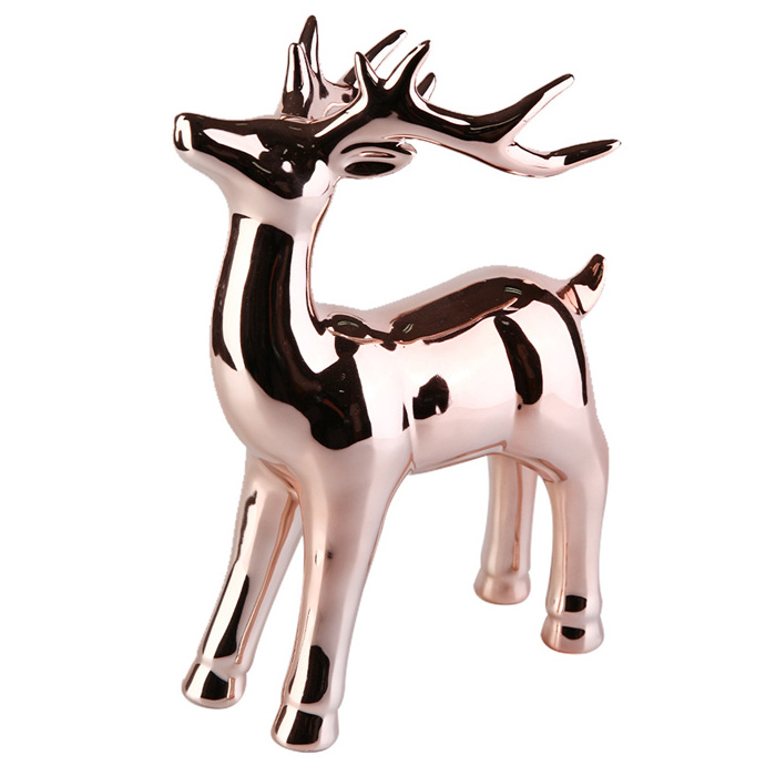 New design OEM ceramic reindeer porcelain reindeer christmas figurine