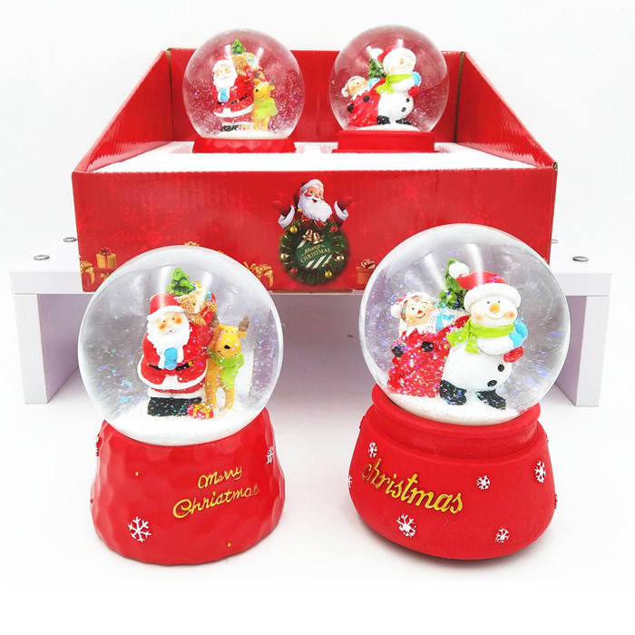 wholesale resin water globe decoration Christmas glass snow globe with blowing snow