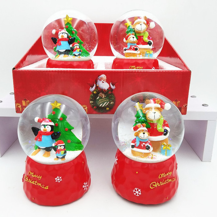 wholesale resin water globe decoration Christmas glass snow globe with blowing snow