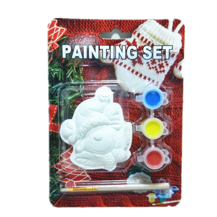 Wholesale kid's Gift Unpainted Ceramic Bisque DIY santa head  Figurines With Pigment And Brush