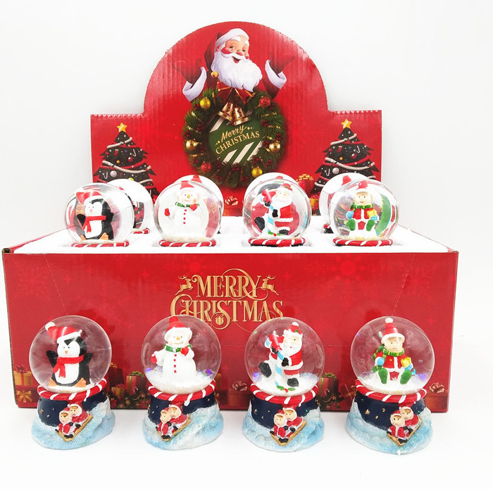 45mm resin christmas based snow globe decoration glass snow globe