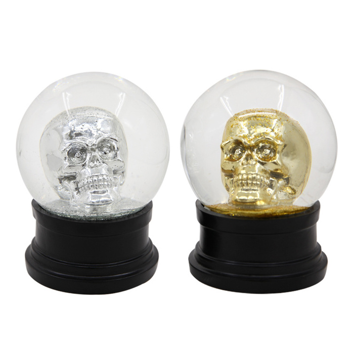 Halloween decoration led light Resin head statue glass photo musical Snow globes