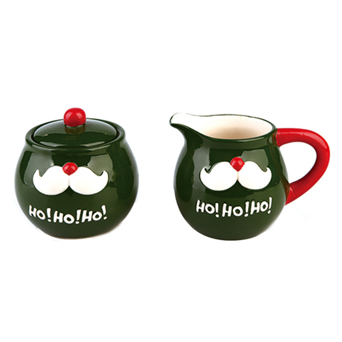 Large capacity Christmas custom color print ceramic water coffee jug milk pot with handgrip