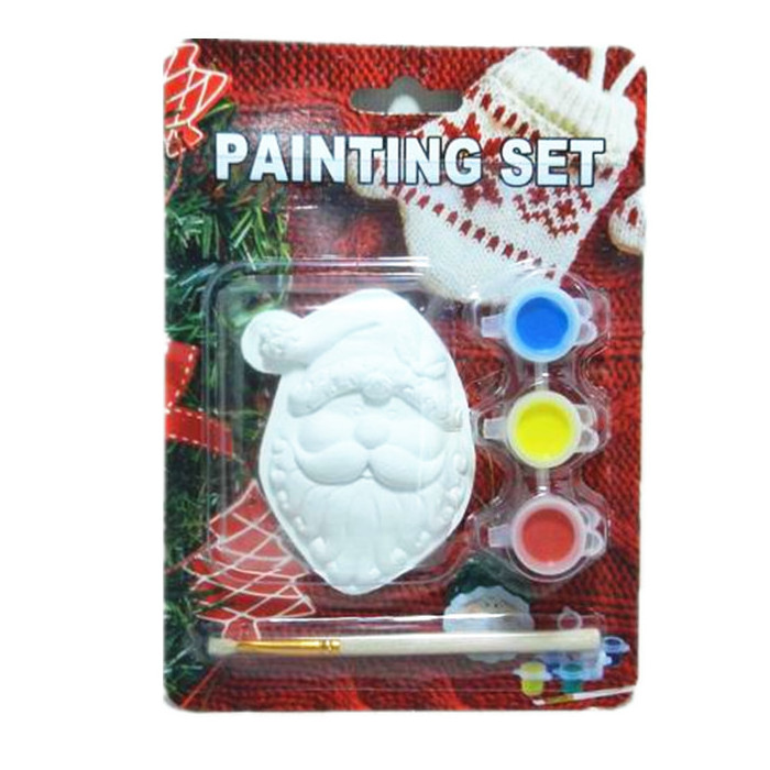 Wholesale kid's Gift Unpainted Ceramic Bisque DIY santa head  Figurines With Pigment And Brush