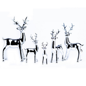 Silver electroplating christmas reindeer ceramic reindeer figurine ornament standing reindeer