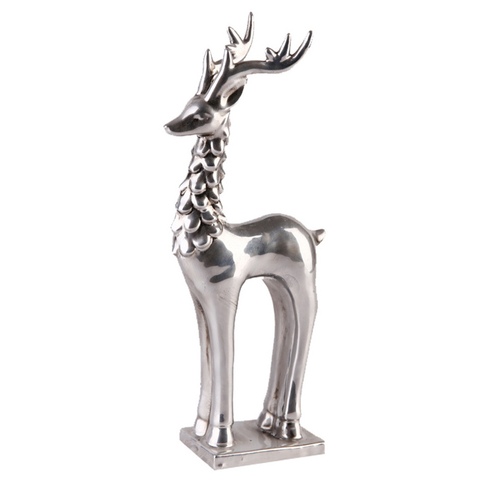 Factory price silver christmas decorations gift ceramic reindeer toy oem animal figurine