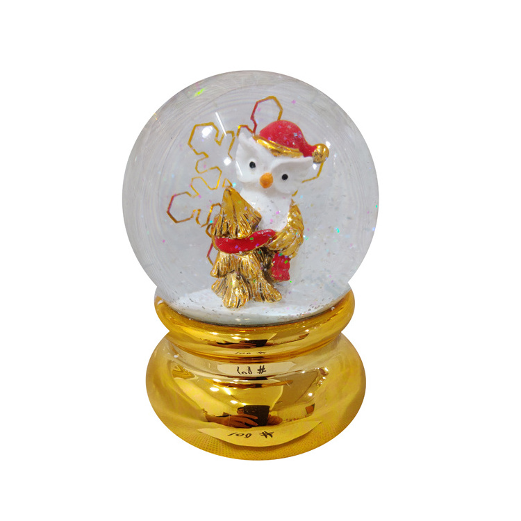 Resin gold based empty snow globe custom made owl snow globe