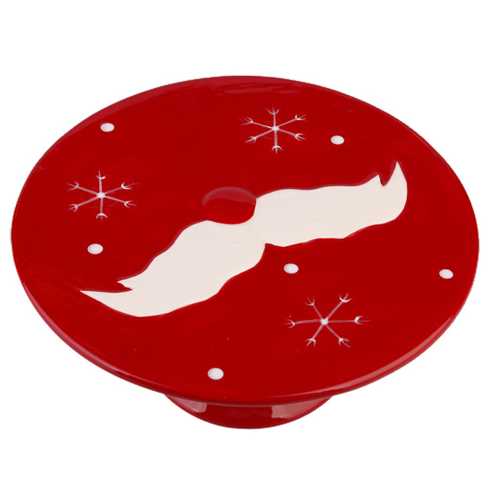 OEM manufacture christmas plates decoration ceramic santa cake plate