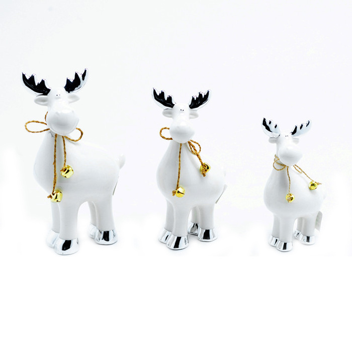 White reindeer ceramic reindeer figurine ornament indoor christmas reindeer