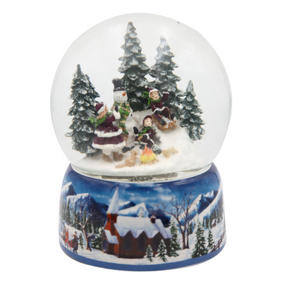 Hot sale fairy tale Christmas decorative snow ball souvenir gifts music resin based glass snow water globes with led light