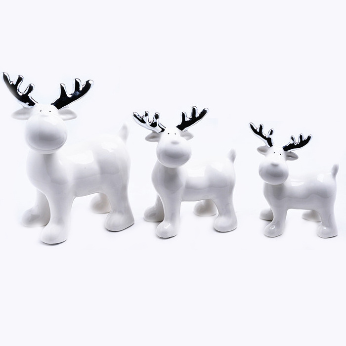 Indoor hight quality ceramic reindeer figurine ornament christmas reindeer