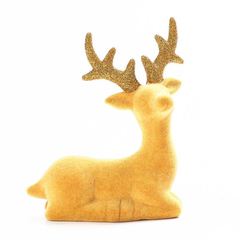 Wholesale Flocking christmas reindeer ceramic reindeer ornament