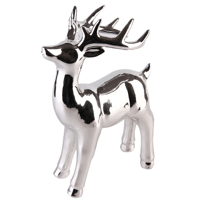 silver reindeer ceramic reindeer figurine ornament christmas decoration