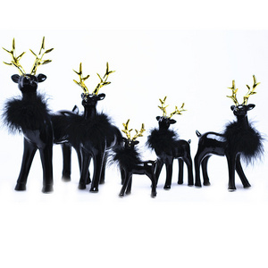 Black christmas reindeer ceramic reindeer figurine ornament reindeer