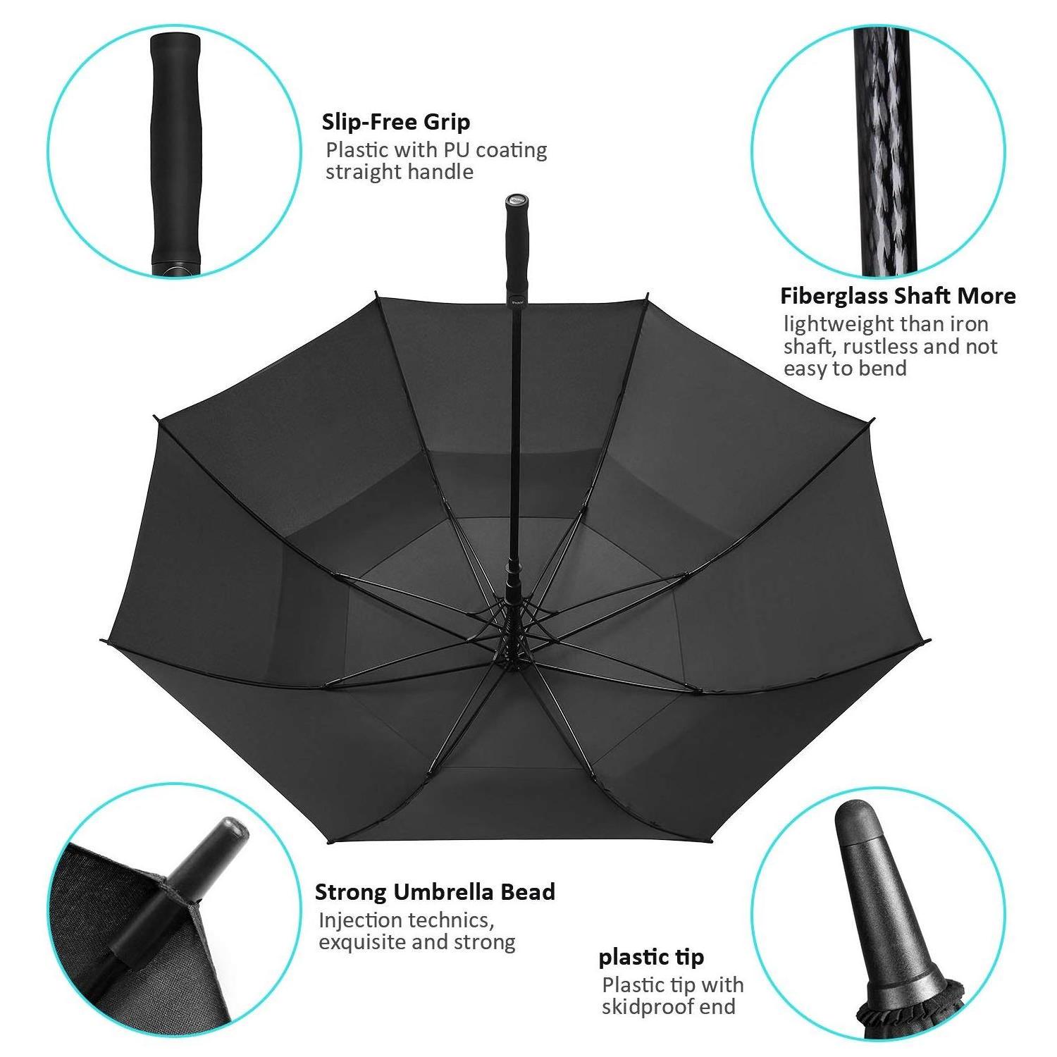 High Quality Promotion Extra Large Size  Sun Rain Straight Automatic Safety Reflective Umbrella with 3Mm Reflective Strip