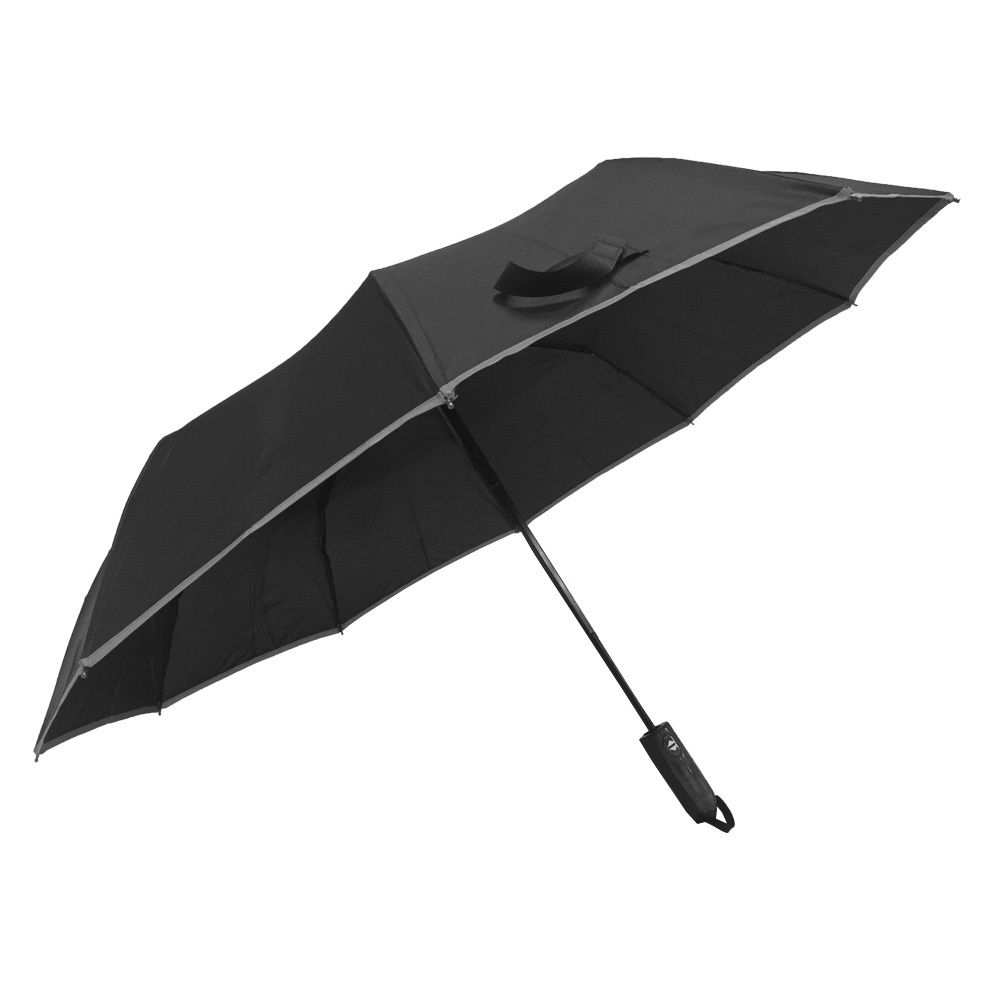 Promotion Safety Reflective Folding Portable Strong Windproof Automatic Foldable Umbrella with Reflective Band