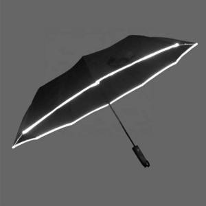 Promotion Safety Reflective Folding Portable Strong Windproof Automatic Foldable Umbrella with Reflective Band