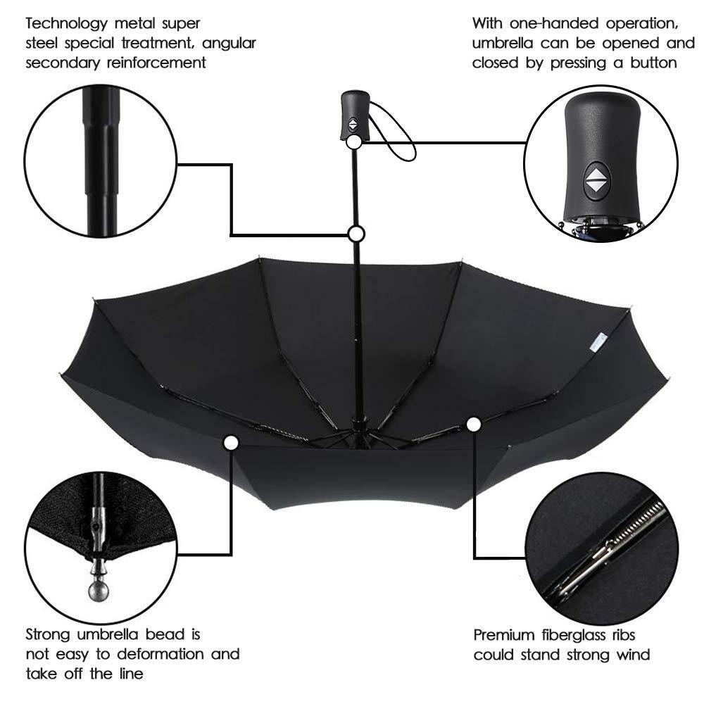 Promotion Safety Reflective Folding Portable Strong Windproof Automatic Foldable Umbrella with Reflective Band