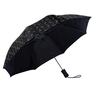 High Quality  USA  Black Rubber Handle Business 23 Inch 2 Fold Custom Auto Open 2 Folding Umbrella for Business Person