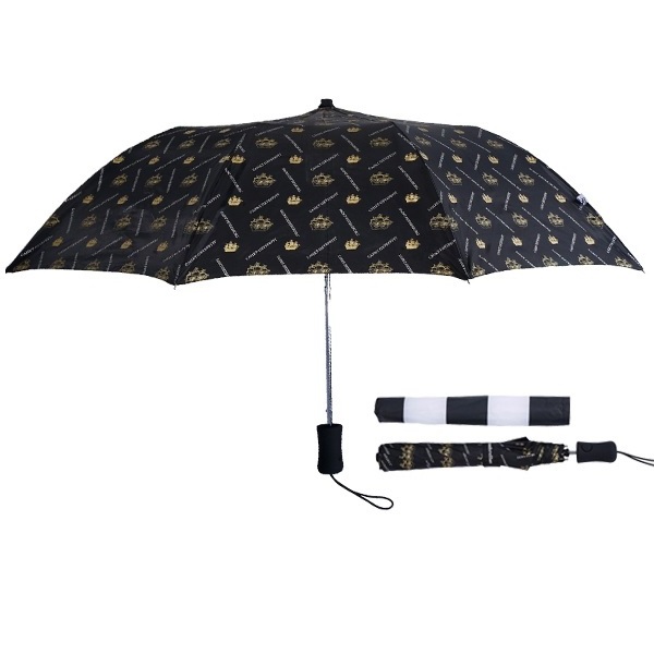 High Quality  USA  Black Rubber Handle Business 23 Inch 2 Fold Custom Auto Open 2 Folding Umbrella for Business Person