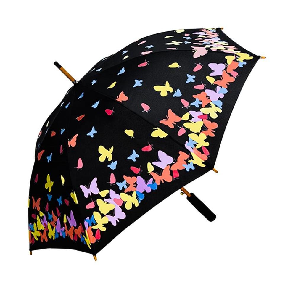 Factory Direct Sales Hot Creative Butterfly Color Magic Changing Print Straight Rain Umbrella for rain