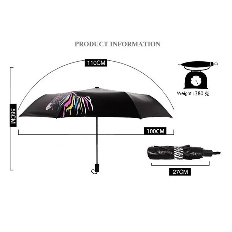 Custom UV  protection sun color changing Folding Magic Umbrellas