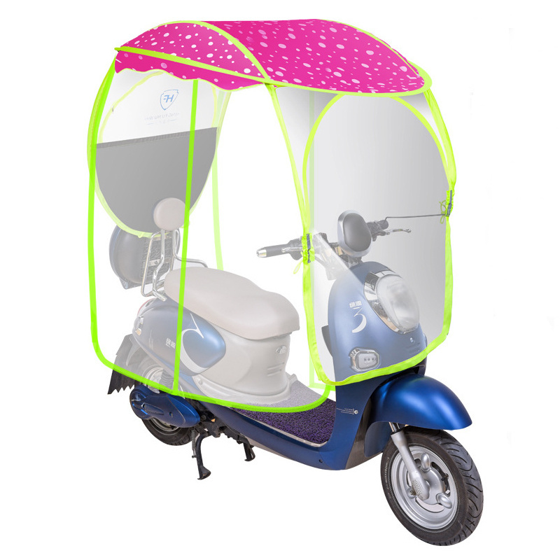 Windproof Sunshade and Rain Waterproof Electric Bike Motorcycle Umbrella with Side Curtain