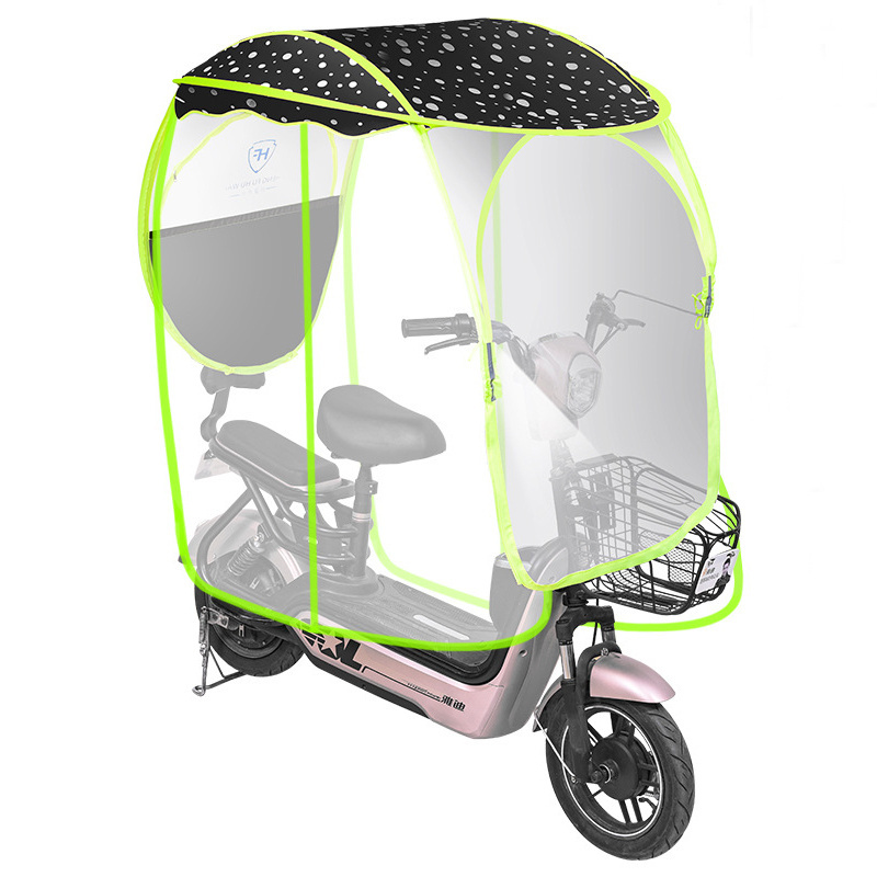 Windproof Sunshade and Rain Waterproof Electric Bike Motorcycle Umbrella with Side Curtain