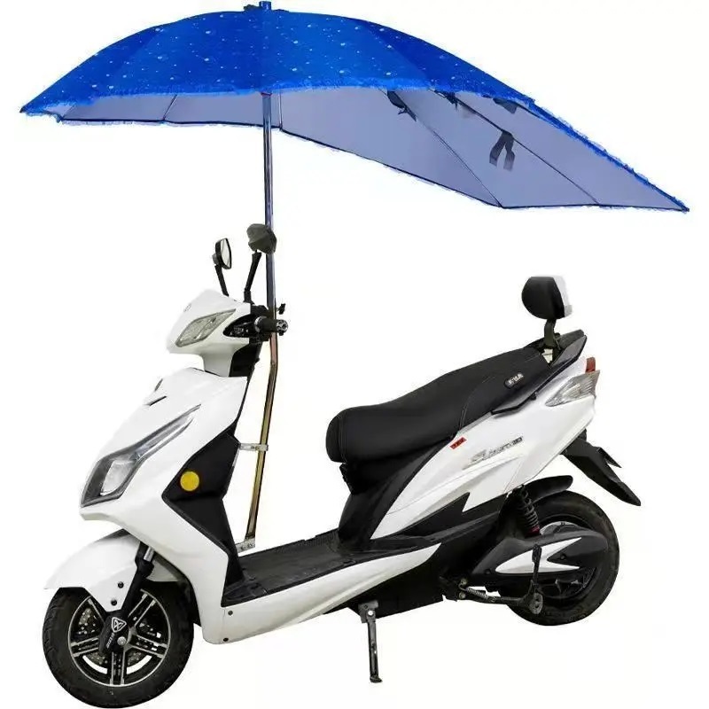 Factory wholesale Cheap strong sun rain wind cover Electric Sunscreen Motorcycle Electric Scooter Bike Umbrella with Logo