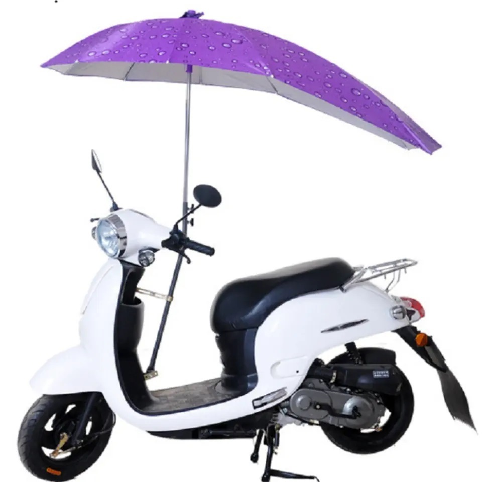 Factory wholesale Cheap strong sun rain wind cover Electric Sunscreen Motorcycle Electric Scooter Bike Umbrella with Logo