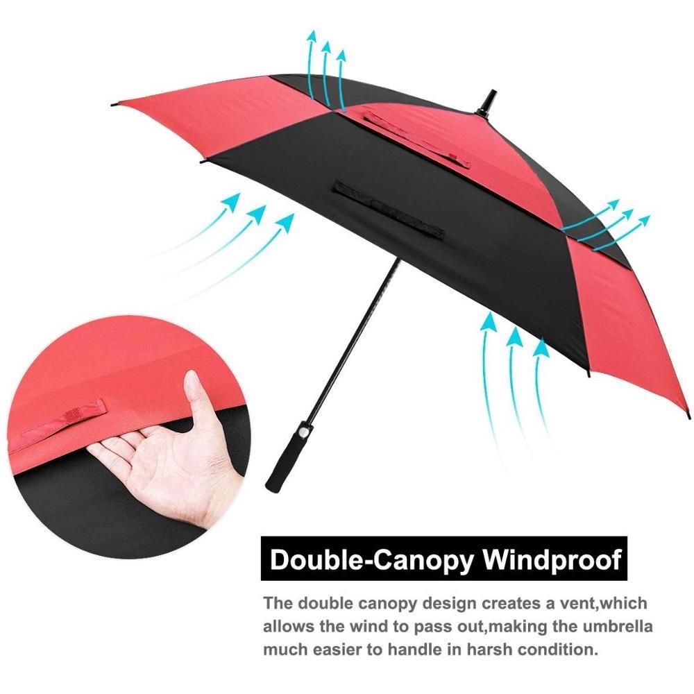 Factory Double Layer Advertising Family Big Outdoor Windproof Straight Canopy Vented Automatic Square Golf Umbrella for Business