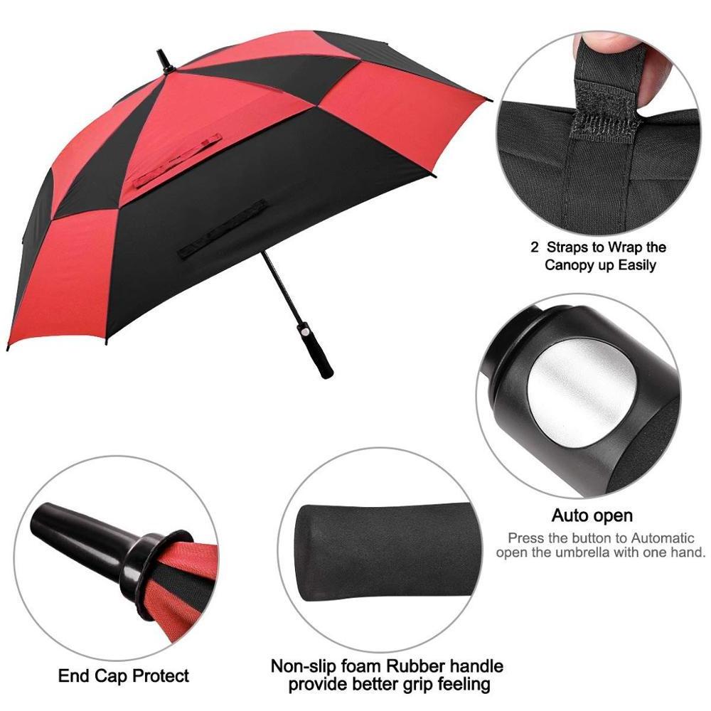 Factory Double Layer Advertising Family Big Outdoor Windproof Straight Canopy Vented Automatic Square Golf Umbrella for Business