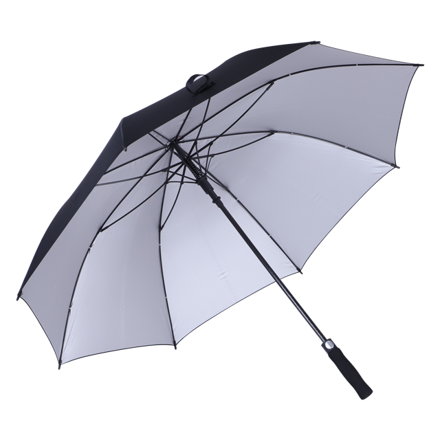 30 Inch High Quality Auto Open EVA Handle Fiber ANTI UV  Silver Fabric Promotion Automatic Golf Umbrella