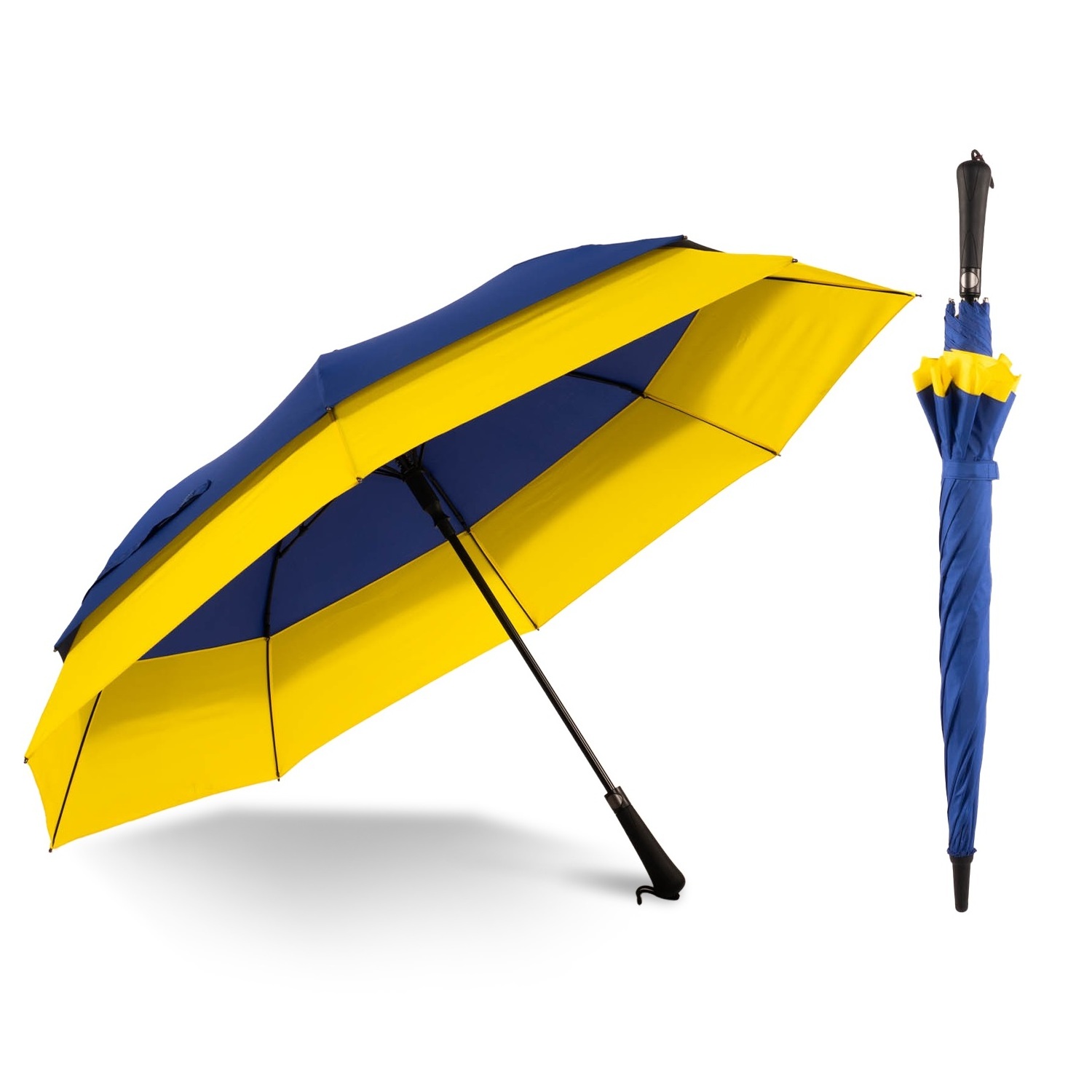 New Design Hot Selling Stretcher Extension Smart Auto Custom Brand Double Layer Auto Big Golf Umbrella For Outdoor