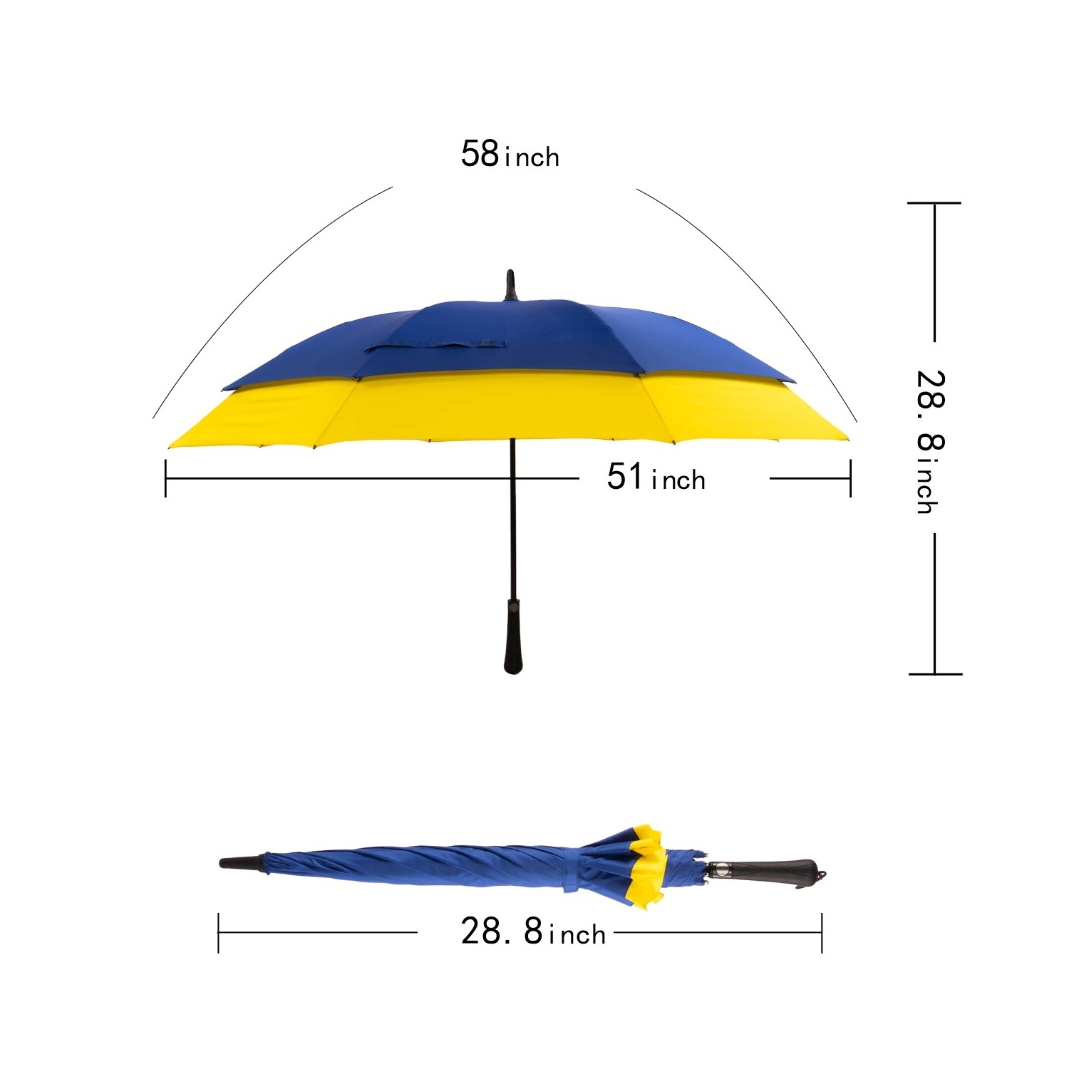 New Design Hot Selling Stretcher Extension Smart Auto Custom Brand Double Layer Auto Big Golf Umbrella For Outdoor