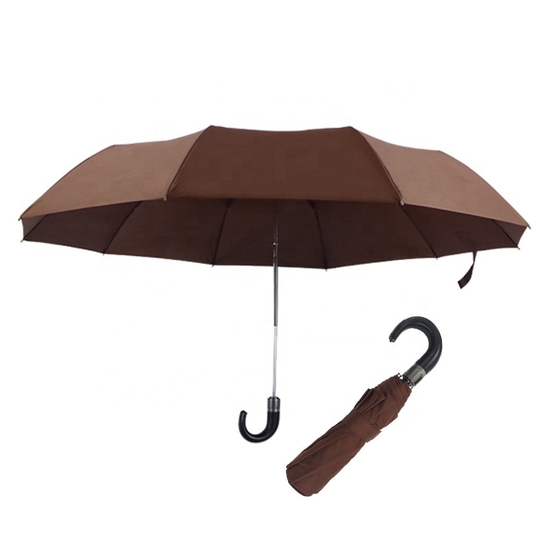 PU Leather Handle Customized Extra Big Size Auto Open and Close  Windproof Compact Folding Umbrella For Outdoor