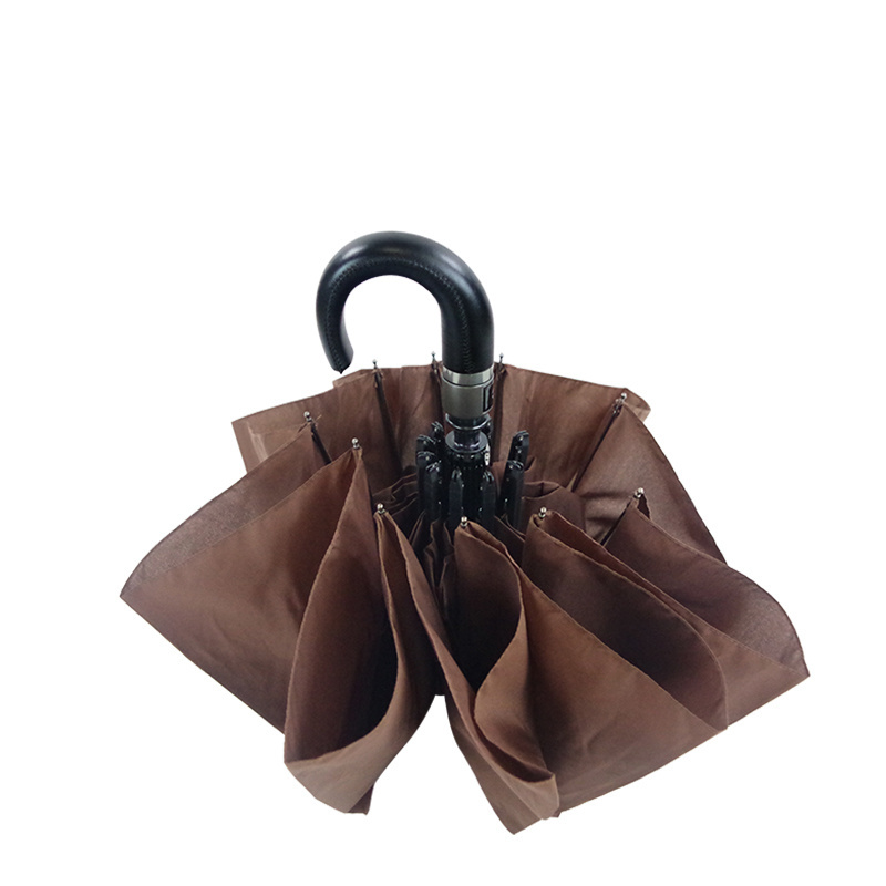 PU Leather Handle Customized Extra Big Size Auto Open and Close  Windproof Compact Folding Umbrella For Outdoor