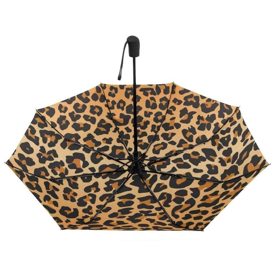 21 Inch 8 Ribs Customized Lady Fashion Leopard Logo Printing 3 Folding Auto Open And Close Umbrella For Outdoor